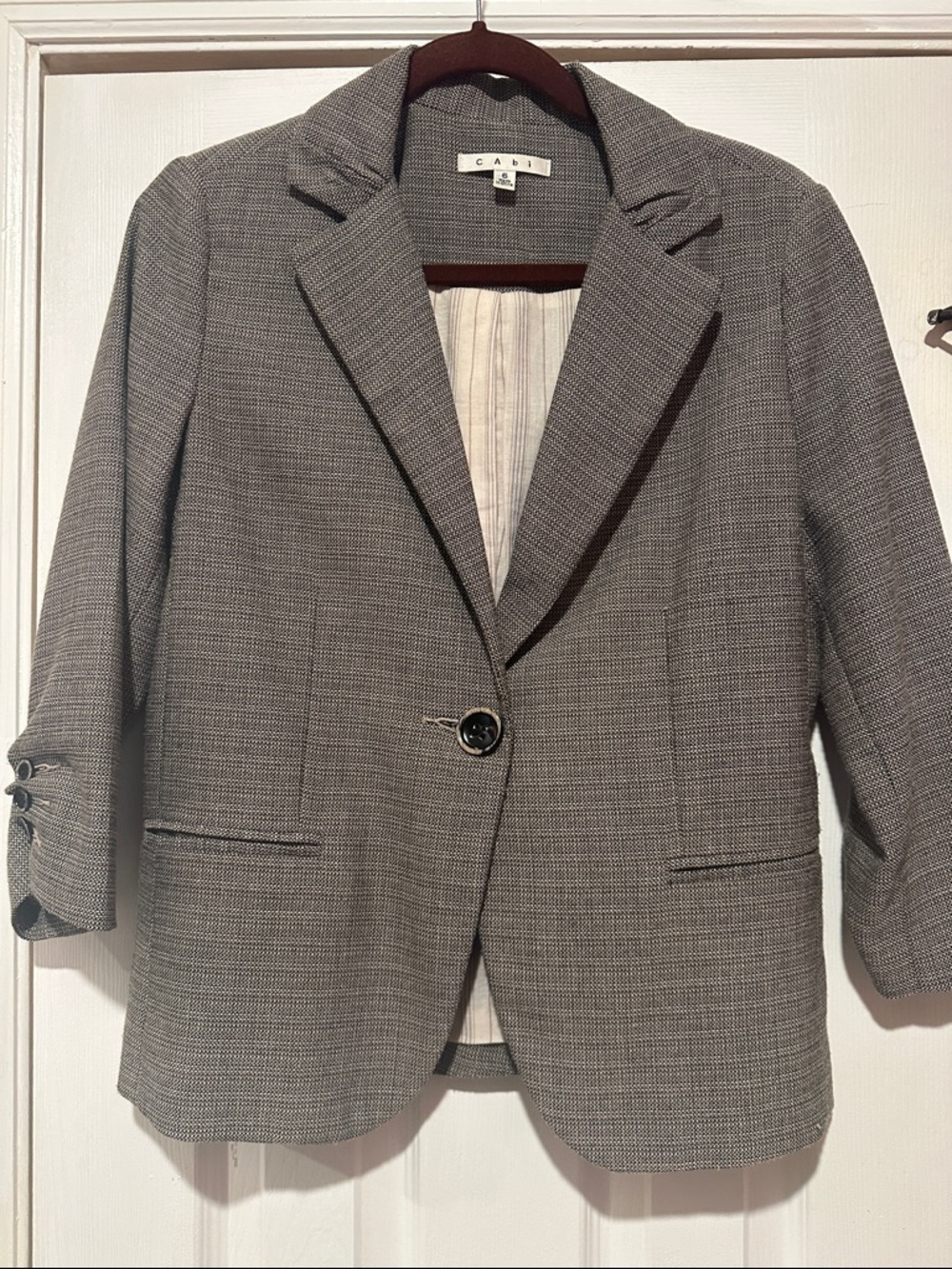 CAbi Gray Textured Single-Button Blazer
